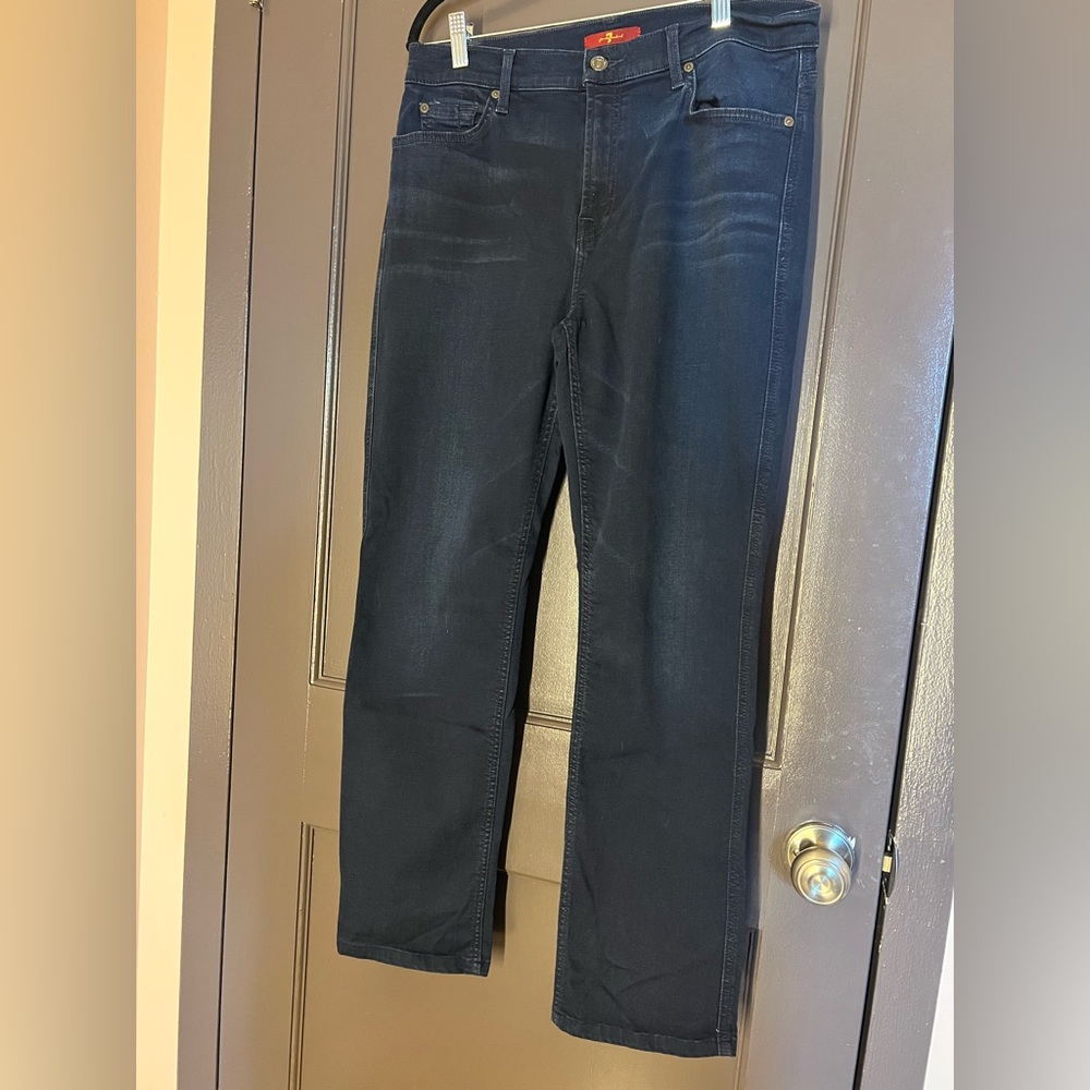 7 dark denim straight leg jeans